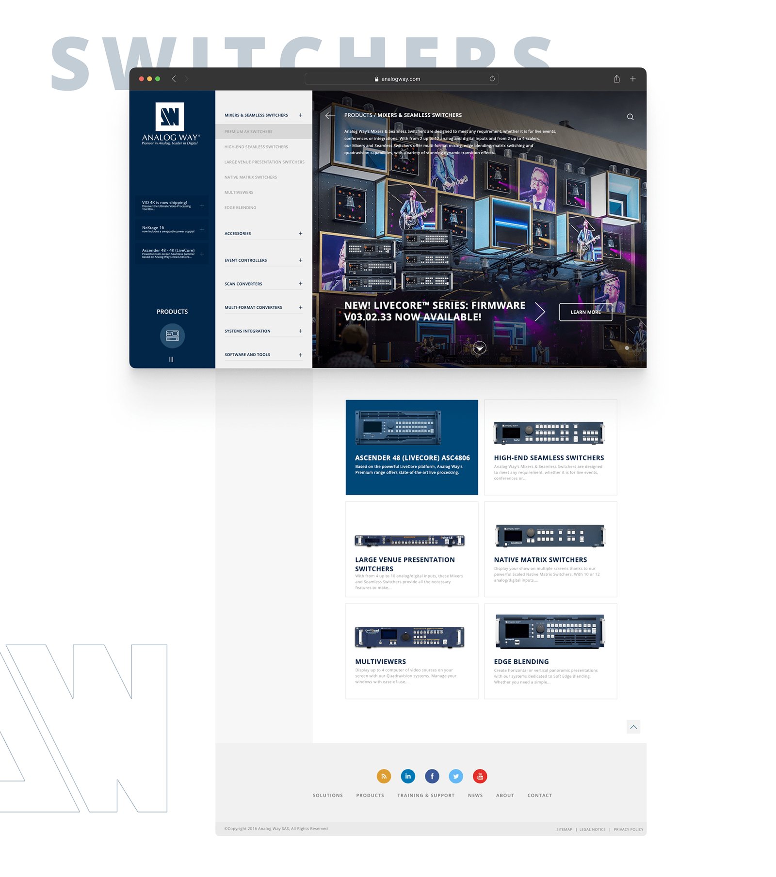 Page Products avec filtres, suggestions et familles de produits